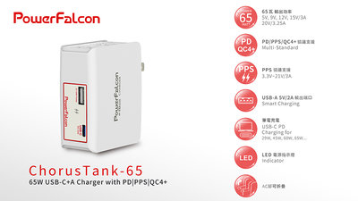 特價✅PowerFalcon 紅隼 65W 折疊 雙口 充電器 PD｜PPS｜QC4+ 快充 USB-C+USB-A