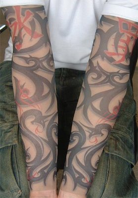 賠售【美國Levis專賣】美國製好萊塢特殊化妝 超真實 刺青 紋身袖套Tribal Tattoo Sleeves XL號