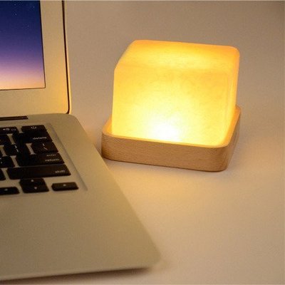 促銷 床頭燈 開運能量 天然負離子水晶鹽燈 淨化空氣 黃光燈 (USB電源) 小夜燈