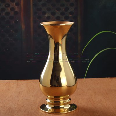 【京野生活館】純銅光身花瓶家用觀音瓶供佛素面佛前金銅花瓶供瓶一對佛教用品