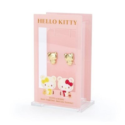 ♥小花花日本精品♥ Hello Kitty 18k鍍金夾式耳環 48週年生日系列 合金飾品 免穿耳洞 ~ 3
