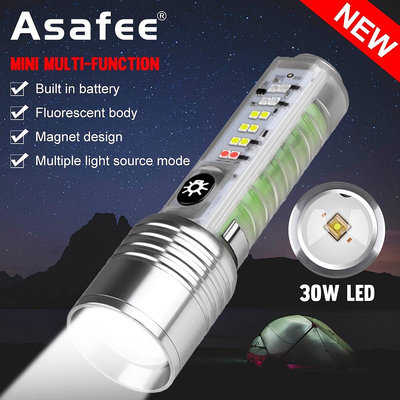 Asafee 520A 500LM S21 30W LED+12LED 白色超亮小巧便攜手電筒伸縮變焦按壓開關多檔開關內