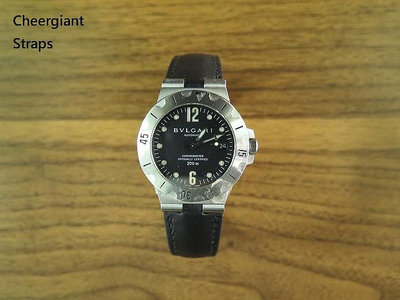 寶格麗牛皮錶帶手工錶帶訂製Bvlgari scuba Chronometer leather strap MIT