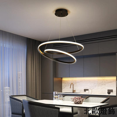 餐廳吊燈新款 創意個性環形餐桌飯廳led燈現代簡約北歐大氣書房燈