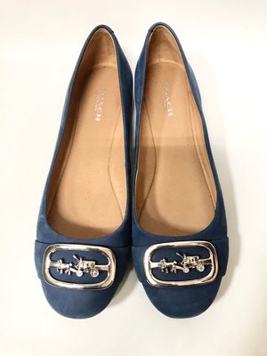 COACH 寶藍色 麂皮 娃娃鞋 平底鞋 38號 保證正品