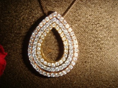 超級白亮水滴形1.00克拉鑽石 三色金  18K玫瑰金鑽石項鍊 等於一次買三個墜N種佩戴方式