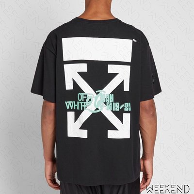 【WEEKEND】 OFF WHITE Diag Waterfall Over 瀑布 短袖 上衣 T恤 黑色 19秋冬