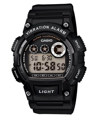 CASIO卡西歐LED閃光震動提示運動電子數位錶W-735H-1A.W-735H ( 735 1)學生錶.當兵錶