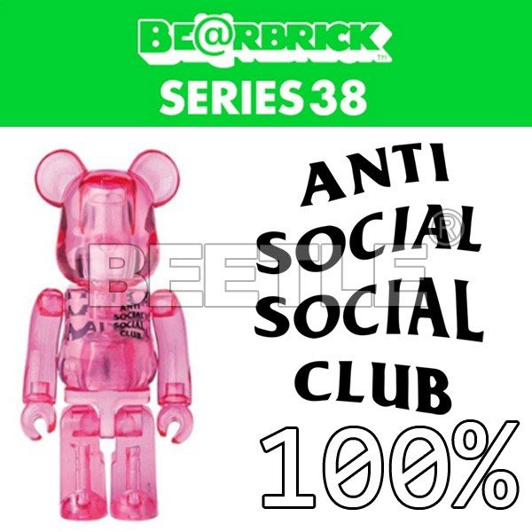BEETLE BE@RBRICK S38 ASSC ANTI SOCIAL CLUB BEARBRICK 粉紅100