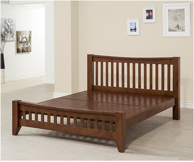 【N D Furniture】台南在地家具-經典淺胡桃色全實木6尺雙人加大床架/床台/實木雙人床NS