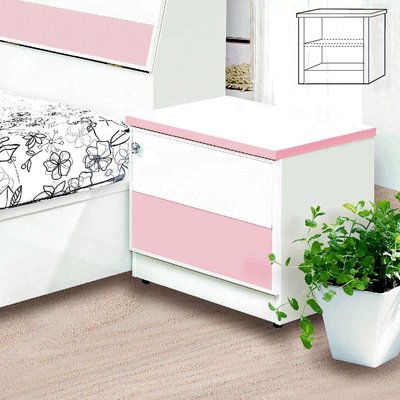 【在地人傢俱】22 南亞塑鋼系列-GL凱蒂貓粉紅白雙色1.6尺床邊櫃/床頭櫃 NY24GL03~滿5000另有折扣