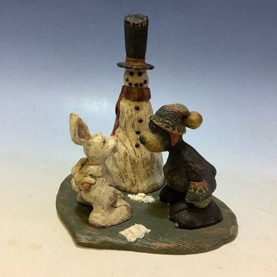 american chestnut folk 小熊與白兔 : 雕塑 精品 擺飾 雪人 白兔 熊 裝飾 居家 收藏