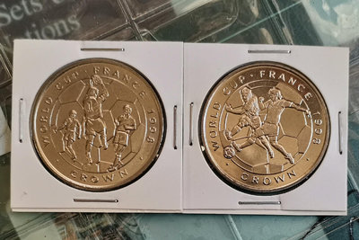 【二手】 馬恩島 1998年 法國世界杯 1克朗紀念幣 全2 品相如1161 紀念幣 錢幣 收藏【奇摩收藏】