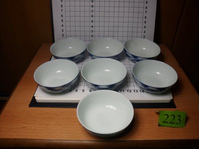 早期收藏 中國宜興茶壺-青花瓷杯(7個1組) 223
