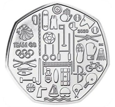 英國 2020年 東京奧運會英國代錶團 50便士 紀念幣 全新（BU級）