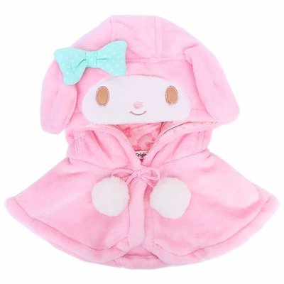 ♥小公主日本精品♥美樂蒂兒童造型絨毛連帽保暖圍巾-3