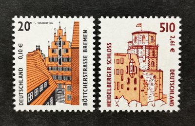 郵票德國郵票2001普票建筑古堡2全新外國郵票