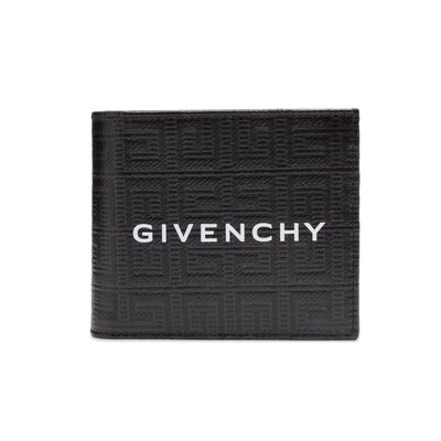 [全新真品代購-F/W23 SALE!] GIVENCHY LOGO 黑色壓紋皮革 短夾 / 皮夾 (紀梵希)