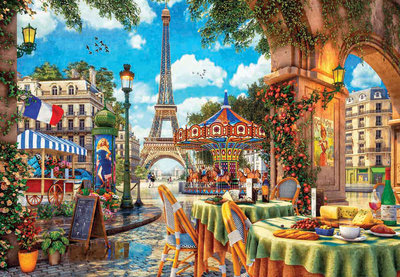 3960 2000片歐洲進口拼圖 PER 繪畫風景 法國巴黎艾斐爾鐵塔 旋轉木馬 咖啡館