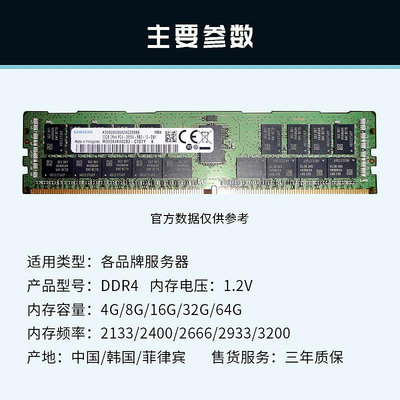 適用於三星 64GB 128GB DDR4 REG4-2933 LRDIMM服務器內存條