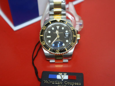 【G.Vintage】valentino coupeau V61589TKG 范倫鐵諾 夜光 不銹鋼 防水 男錶 潛水錶 綠水鬼 石英錶