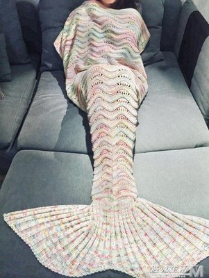 下殺 美人魚毯子魚尾巴空調毯子沙發毯毛線針織午睡毯生日禮物創意禮物