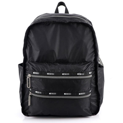 新款熱銷 現貨 Lesportsac 2296 黑色 Functional Backpack 大型拉鏈雙肩後背包 限量優惠