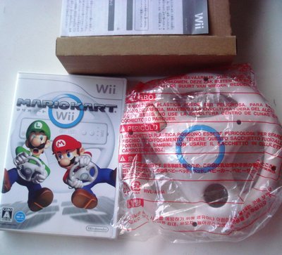 Wii 瑪利歐賽車同捆包(瑪利歐賽車+2個原廠方向盤)Mariokart MARIO KART