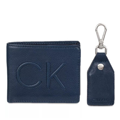 【美麗小舖】Calvin Klein CK 海軍藍真皮皮革 男夾 開瓶器鑰匙圈 皮夾 短夾 錢包~全新正品現貨在台 C65490