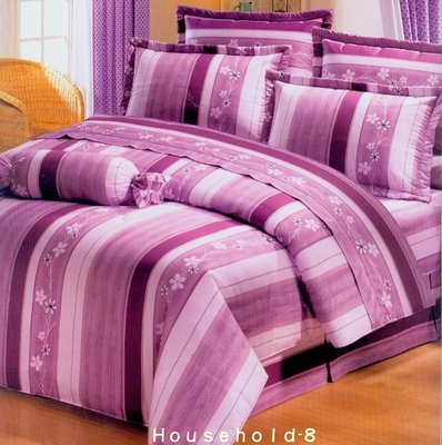100%高級精梳棉 台灣製造 雙人床包涼被組 細膩精心設計 優雅的讓人愛不釋手 [KF2535 紫]