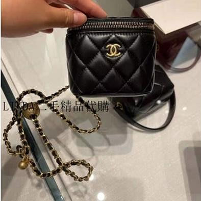 LINDA二手精品代購 CHANEL 香奈兒 AP1447 2020新款 金球包 盒子包 黑色 化妝包 斜背包 現貨