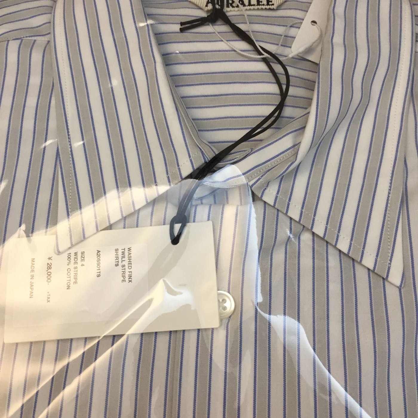 auralee washed finx twill stripe shirts wide stripe 4號日本製| Yahoo