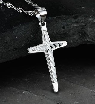 簡樸可愛十字項鍊925純銀十字架+925純銀45公分盒子鏈