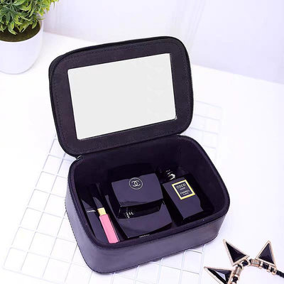 化妝包小號便攜韓國簡約小方包化妝品收納盒帶鏡子大容量化妝箱