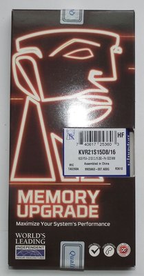 筆電RAM全新品KVR21S15D8/16金士頓DDR4-2133 16G筆記型記憶體16GB筆電SODIMM未拆封