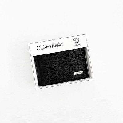 美國百分百【全新真品】Calvin Klein 皮夾 RFID防盜 錢包 CK 短夾 logo 專櫃精品 黑色 CS91