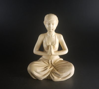 瑜伽美女 ~ 黃楊木雕   擺件 H3901