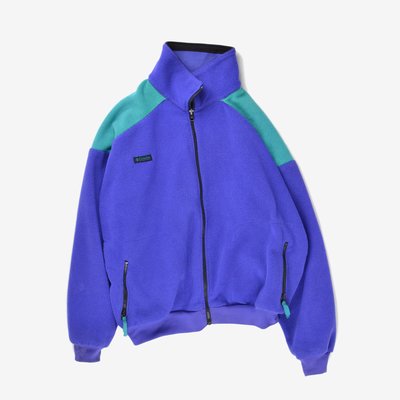 Columbia Fleece Jacket 撞色 XL 刷毛 藍紫 湖水綠 韓國製 中層衣 外套 戶外 保暖 玉米