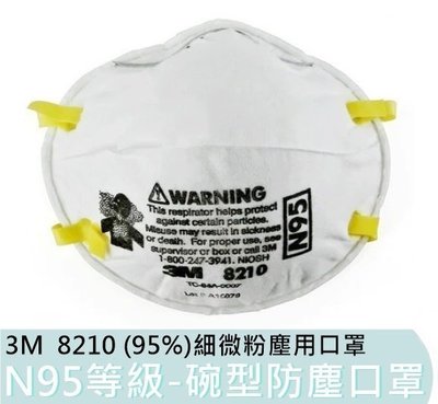 【花蓮源利】3M 一盒 8210 碗型防塵口罩 N95 拋棄式 (95%)細微粉塵用口罩 專業 8210 工業用口罩