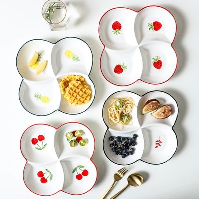 熱銷 日式陶瓷餐具分格盤分餐盤早餐盤子創意家用四格盤分隔餐盤