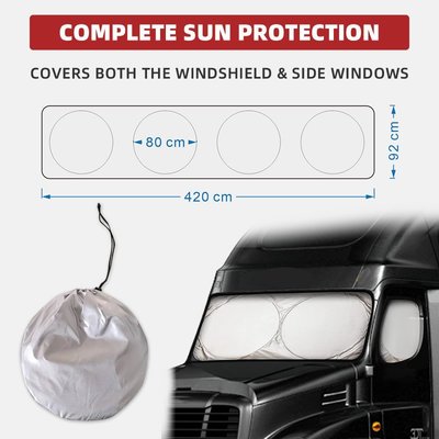 240T銀膠布大貨車遮陽擋雙圈涂銀布側窗太陽擋卡車遮陽板420x92cm