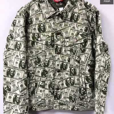 FDOF] Supreme 100 Dollar Bill Trucker Jacket 滿版美金鈔票外套