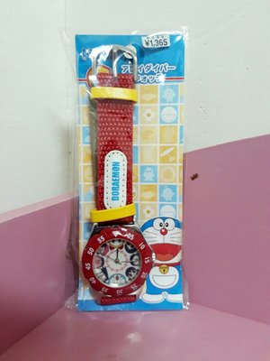 哆啦a夢 布製錶帶 紅色 手錶