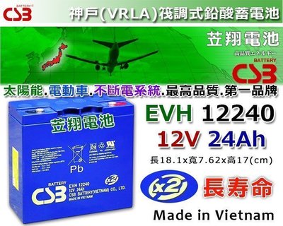 ☎ 挺苙電池 ►CSB電池 神戶電瓶 (EVH12240 12V24AH) REC22-12 12V設備專用電池