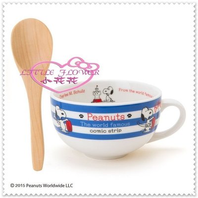 小花花日本精品♥ Hello  Kitty 《snoopy》史努比 陶瓷湯杯/水杯附湯匙 馬克杯 條紋11249603