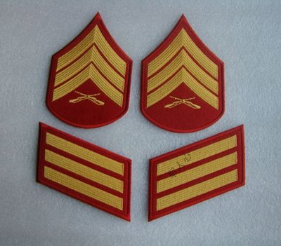 刺繡徽章 美國陸戰隊禮服領銜 中士領銜 12年服役年限條
