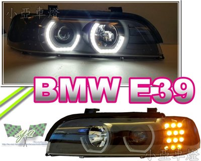小亞車燈改裝╠全新 BMW E39 95 96 97 98 99 黑框 LED U型 導光 魚眼 大燈 7500