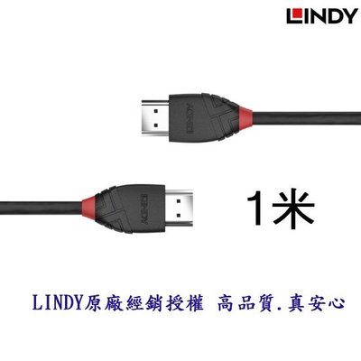 【含稅店】LINDY林帝 BLACK系列 4K/60Hz超值版 HDMI傳輸線 2.0版 1M 36471 乙太網路
