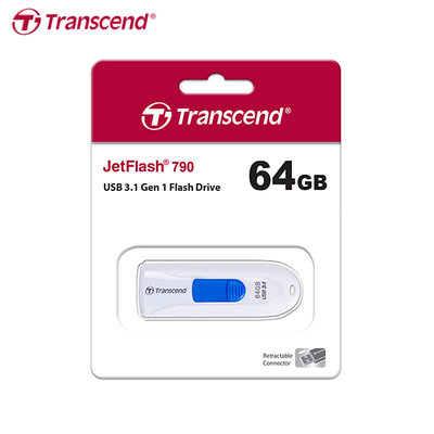 [保固公司貨] 創見 64GB JetFlash 790 隨身碟 USB3.1 白色 (TS-JF790W-64G)