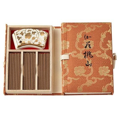 線香 日本香堂 伽羅桃山 伽羅沉香線香 (短寸 書本型包裝36入+香皿)（新月集）